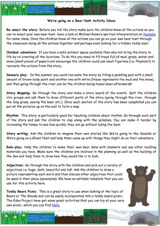 bear hunt activity ideas  early years primary
