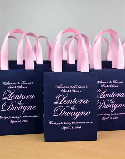 25 Bridal Shower T Bags With Satin Ribbon Handles And Your Names