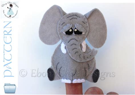 Elephant Finger Puppet Pattern Instant Download Felt