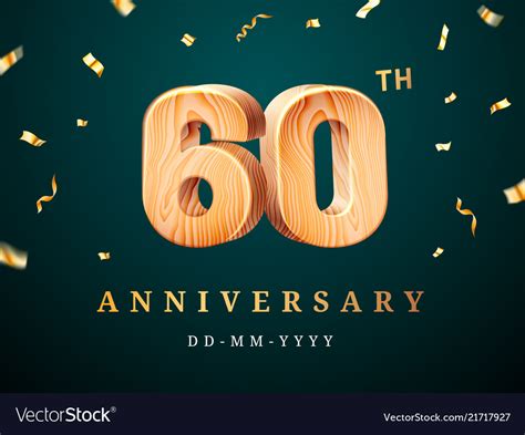 60th Anniversary Sign With Falling Confetti Vector Image