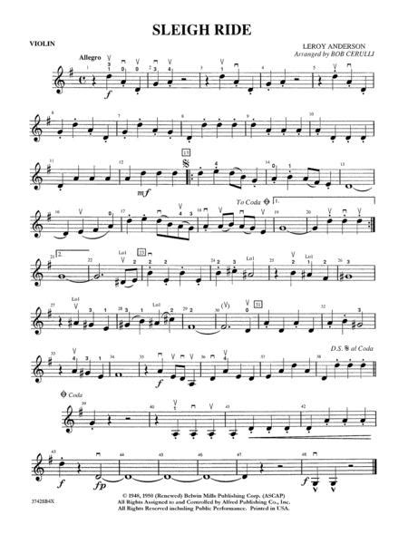 Sleigh Ride 1st Violin By Leroy Anderson 1908 1975 Digital Sheet Music For Part Download