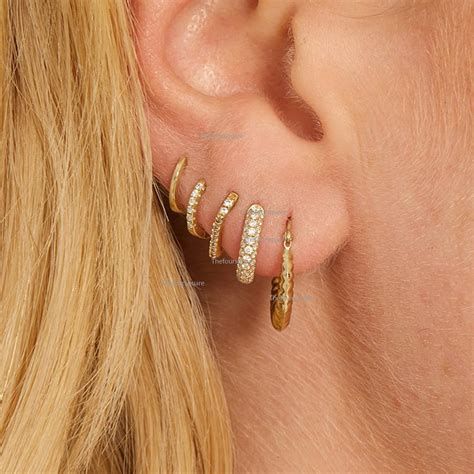 Gemstone Huggies Earring 14K Yellow Gold Si Clarity Natural Etsy UK