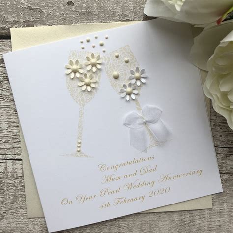 They always like simplicity so choose some very simple but unique we all love to give your own touch card and wishes. Handmade Wedding Anniversary Card 'Pearl' - Handmade Cards ...