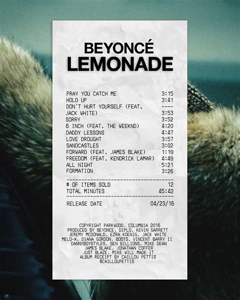 Lemonade Album Receipt Beyonce