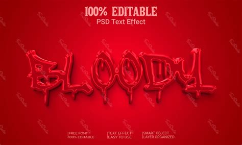 Bloody Red Dripping 3d Text Effect Free Photoshop Psd File