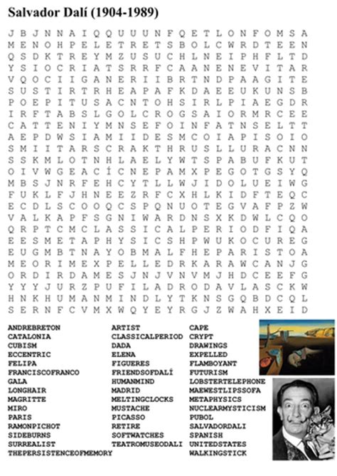 Salvador Dali Word Search By Sfy773 Teaching Resources Tes