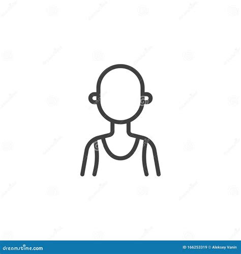 Hairless Man Avatar Line Icon Stock Vector Illustration Of Faceless