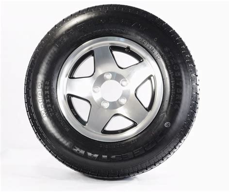 Radial Trailer Tire On Rim St20575r15 Load C 5 Lug Aluminum Black