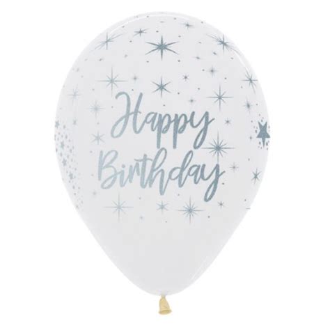 Sempertex 30cm Happy Birthday Radiant Crystal Clear Latex Balloon
