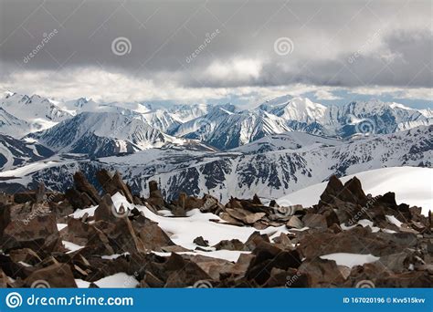 Altai Mountain Rocks Glacier Snow Stock Photo Image Of Peak Altitude