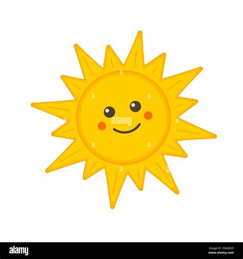Cute Smiling Sun Face Icon Isolated On White Background Funny Sun