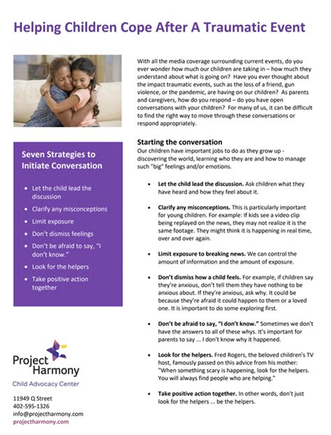 Plv Cares Resources Helping Children Cope After A Traumatic Event