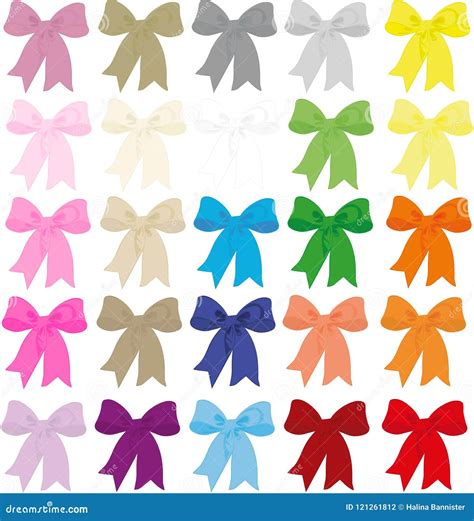 25 Coloured Ribbon Bows Stock Illustration Illustration Of Bright