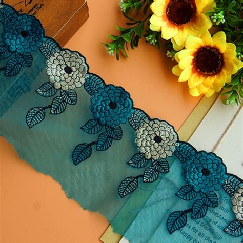 15yds lot 10cm three colors flower embroidery lace trim diy handmade lace accessories textile