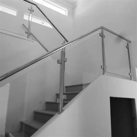 balcony stainless steel glass panel railing for residential material grade 304 at rs 1300