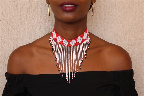 Sale African Choker Necklace Beaded Necklace Zulu Necklace Etsy In 2021 Beaded Necklace