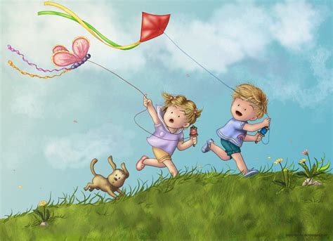 Flying Kites Colored Kite Happy Art Illustrations And Posters