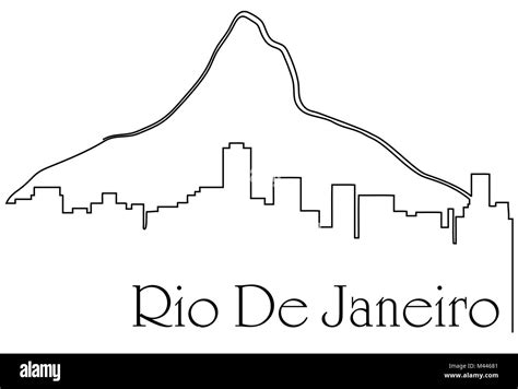 Rio De Janeiro City One Line Drawing Abstract Background With