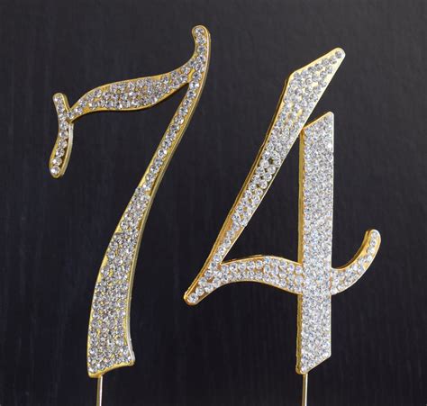 Rhinestone Gold Number 74 Cake Topper 74th Birthday Party