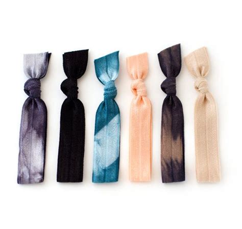 The Effortless Tie Dye Hair Tie Package 6 Teal Fall Colored Elastic