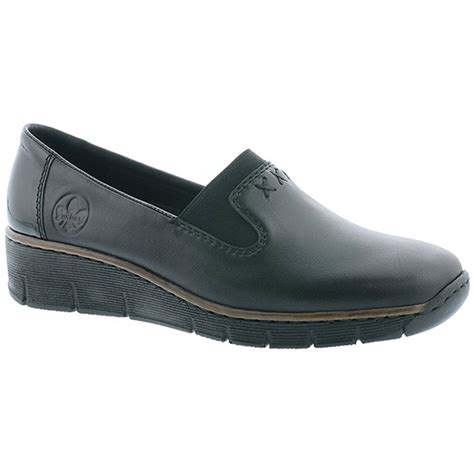 Rieker Womens Deserto Black Leather Slip On Shoes 53762 01