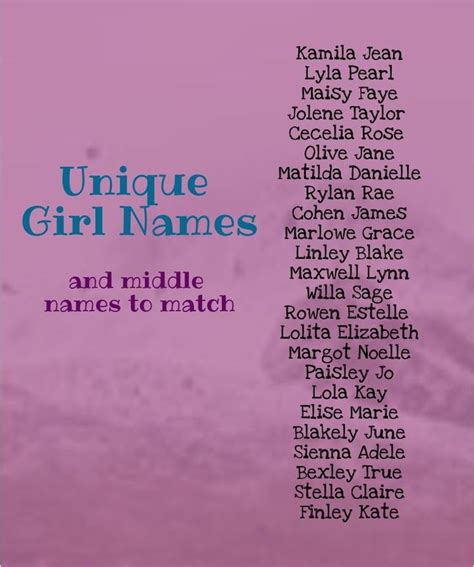 Unique Baby Girl Names Unique Middle Names Unique Baby Name