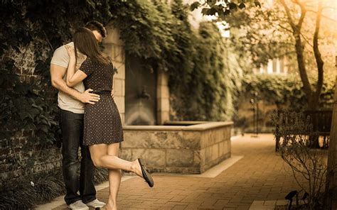 Hd Wallpaper Couple Walking In A Park Man An Dwoman Photograph Love