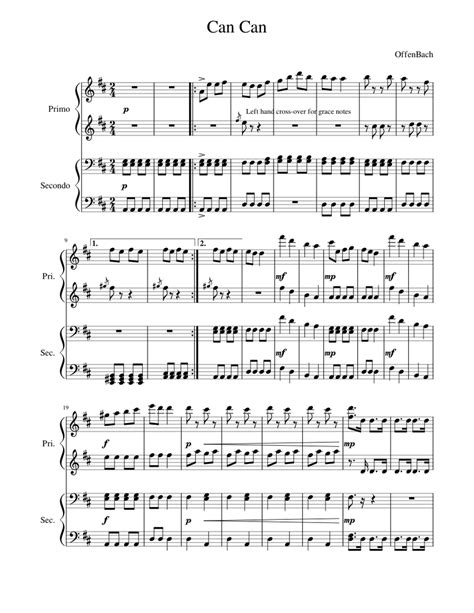 Can Can Duet Sheet Music For Piano Woodwind Duet