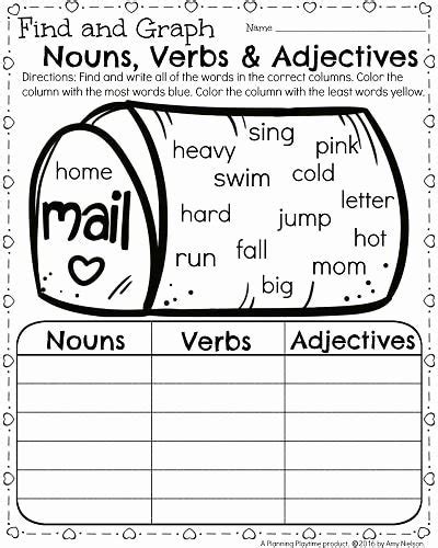 Nouns Verbs Adjectives Worksheet