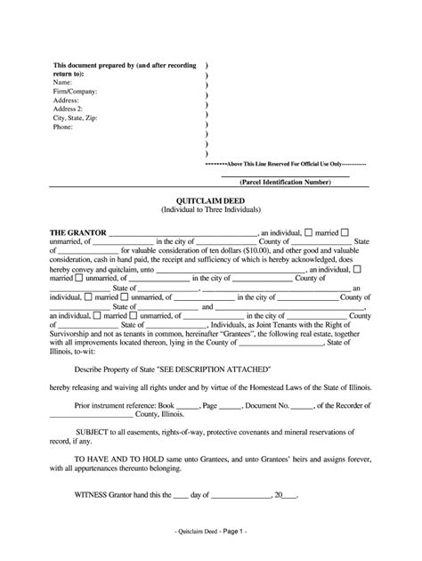 Quitclaim Deed Illinois 2020 2021 Fill And Sign Printable Template