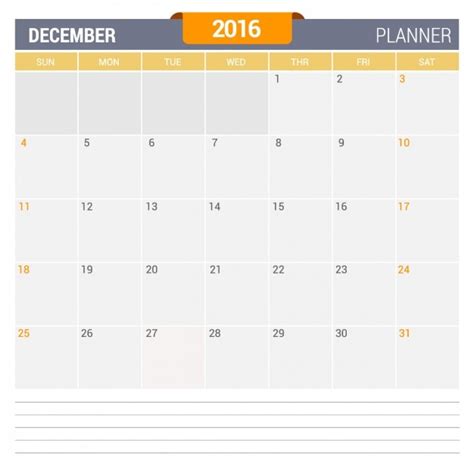 Calendario De Diciembre 2016 Vector Gratis