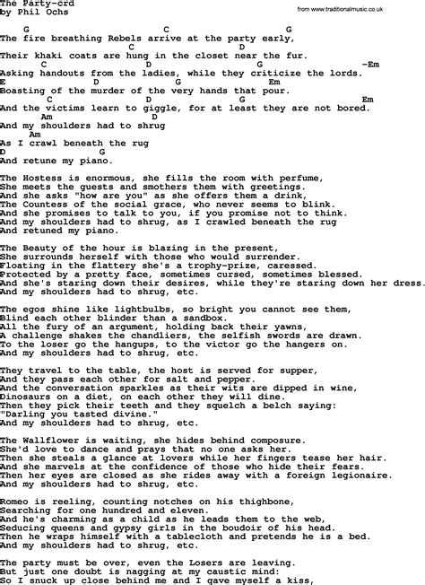 Phil Ochs Song The Party Lyrics And Chords