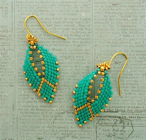 Linda S Crafty Inspirations Russian Leaf Earrings Turquoise Gold
