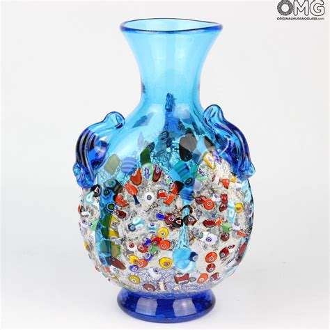 Flower glass vase light blue light blue wallpaper hd for. Anfora Light Blue - Vase - Murano glass Millefiori
