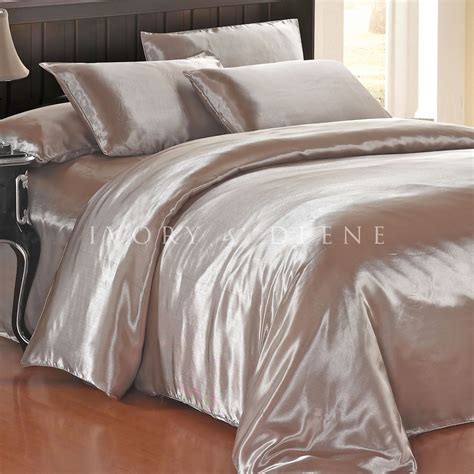 New Ivory And Deene Satin Quilt Cover Champagne King Size Doona Duvet Cover Bed Ebay Bed