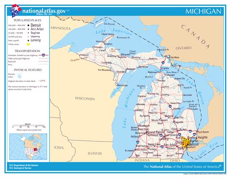 Large Detailed Map Of Michigan State Michigan State Large Detailed Map