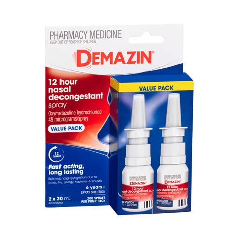 Demazin 12 Hour Nasal Decongestant Spray Value Pack Demazin