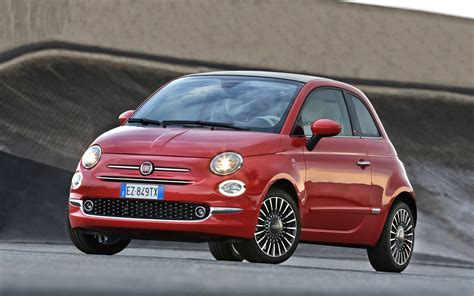 2016 Red Fiat 500 Parked Front Side View Wallpaper Car Wallpapers