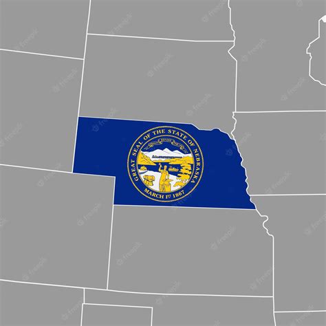 Mapa Do Estado De Nebraska Com Ilustração Vetorial De Bandeira Vetor
