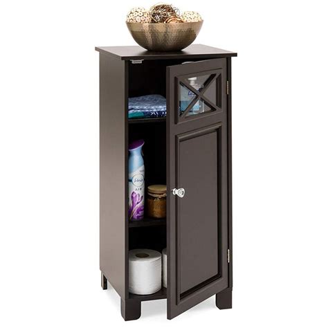 Small Floor Cabinet With Door Espresso Adjustable Shelving Wooden