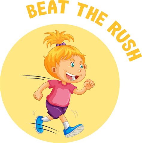 English idiom with picture description for beat the rush 7498386 Vector