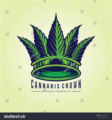 Green Leaf Cannabis Crown Logo Company Stock Vector Royalty Free