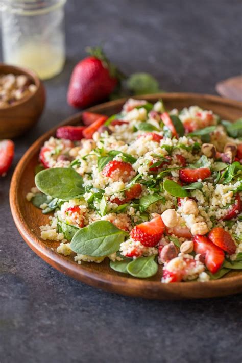 This lemon garlic sautéed spinach is the classic italian restaurant side dish that everyone loves. Strawberry and Couscous Spinach Salad - Lovely Little ...