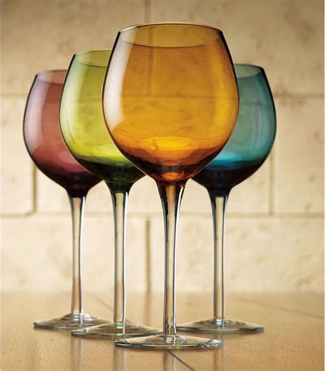 Colored Goblet Wine Glasses Multicolor Set Of 4 16 Oz 8 75 Wine Glasses
