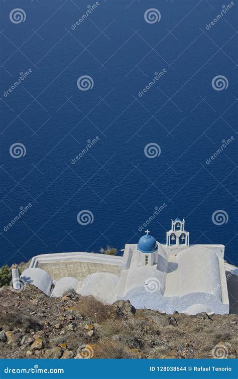 Blue Temple S Dome In Santorini Greece Stock Photo Image Of Summer