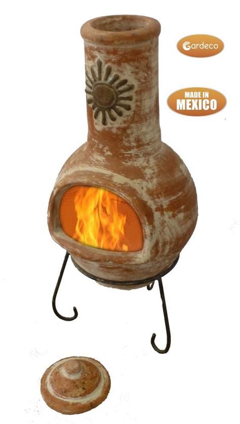 Gardeco Large Sol Mexican Chiminea In Rustic Orange Rustic Metal