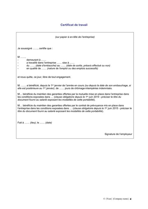 Modèle De Certificat De Travail Doc Pdf Page 2 Sur 2