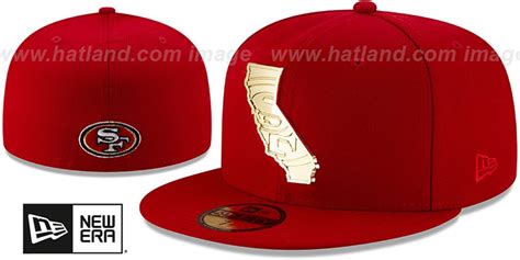 San Francisco 49ers All Gold Stated Metal Badge Red Fitted Hat