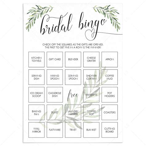 Printable Bridal Bingo Cards Prefilled Blank And Editable Templates