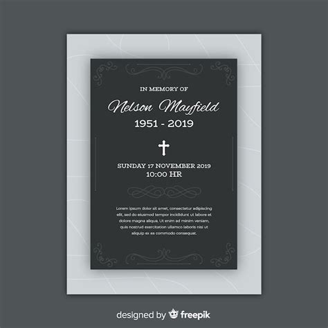 Free Vector Funeral Card Template